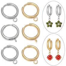 5pcs/Pack Stainless Steel Earring Jump Rings DIY Small Pendant Jewelry Accessories Earring Components Neutral Fresh Pendant Charms Jewelry Making - Ear Clip - View 3