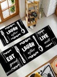 SANJIANGDI 1pc Simple Line Drawings Of Tableware Pattern Mat, 3.5 Mm Soft Rubber That Absorbs Water And Is Easy To Clean. Suitable For Corridors, Bathrooms, Living Rooms, Outdoor Door Mats, And Toilets. Useable Throughout The Year And For Various Holidays. - Multicolor - View 2