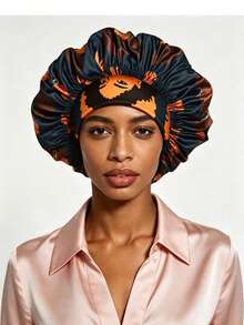 1pc Women's Plus Size Satin Sleep Bonnet, Lightweight Breathable Hair Protection Night Cap, Large Sleep Cap (Random Print Pattern) - Hair Cap 1PC - View 14