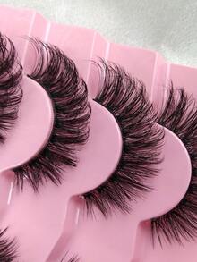 Hinarin 7 Pairs Natural Curly Cat Eye Manga Lashes False Eyelashes Cross Style Suitable For Daily Wear Beginner-Friendly Strip Lashes Eyelashes False Eyelashes Lash Tech Supplies - Black - View 2