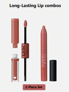 NARS & NYX Long-Lasting Lip Combos | Powermatte Lip Liner In Take Me Home Rosy Brown & Shine Loud Lip Color In Ambition Statement Muted Peach - #03+170 - View 1