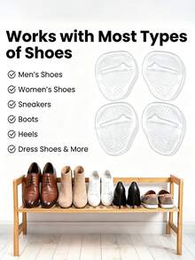 2/4PCS High Heel Silicone Front Foot Pads, New Invisible Breathable Sweat-Absorbing Non-Tiring Shoe Inserts, Self-Adhesive Thickened Half-Size Pads - Clear - View 3