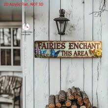 2D Flat Design, 1 Piece, Vintage Acrylic Sign - Country Fairytale Garden - Themed Wall Hanging Decoration, Adding Charm To Any Space. Perfect For Country-Style Decor In Gardens, Porches, Patios, Or Fairytale Settings. (Random Design) - A - View 4