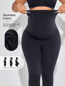Maternity High Waist Leggings Casual Black Spring Fall - Black - View 4