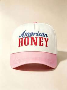 قبعة بيسبول بحافة منحنية بتصميم كتل لونية للجنسين، تطريز "American HONEY" ثنائي اللون، حافة متباينة، قابلة للتعديل، للاستخدام اليومي والشارع والسفر - متعدد الألوان - مشاهدة 12