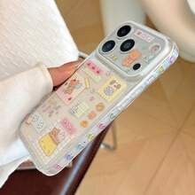 GUCADI Transparent Phone Case With Cute Pudding Bear And Blue Bear Collage Design, Suitable For Apple 17 And 18 Pro, Exquisite Design With Transparent Material And Heart Pattern On The Sides, Also Suitable For 15 And 16, Cute And Girly, Creative Design With Geometric Shapes And Cartoon Style, Unique Appearance With Strong Style - Clear - View 6
