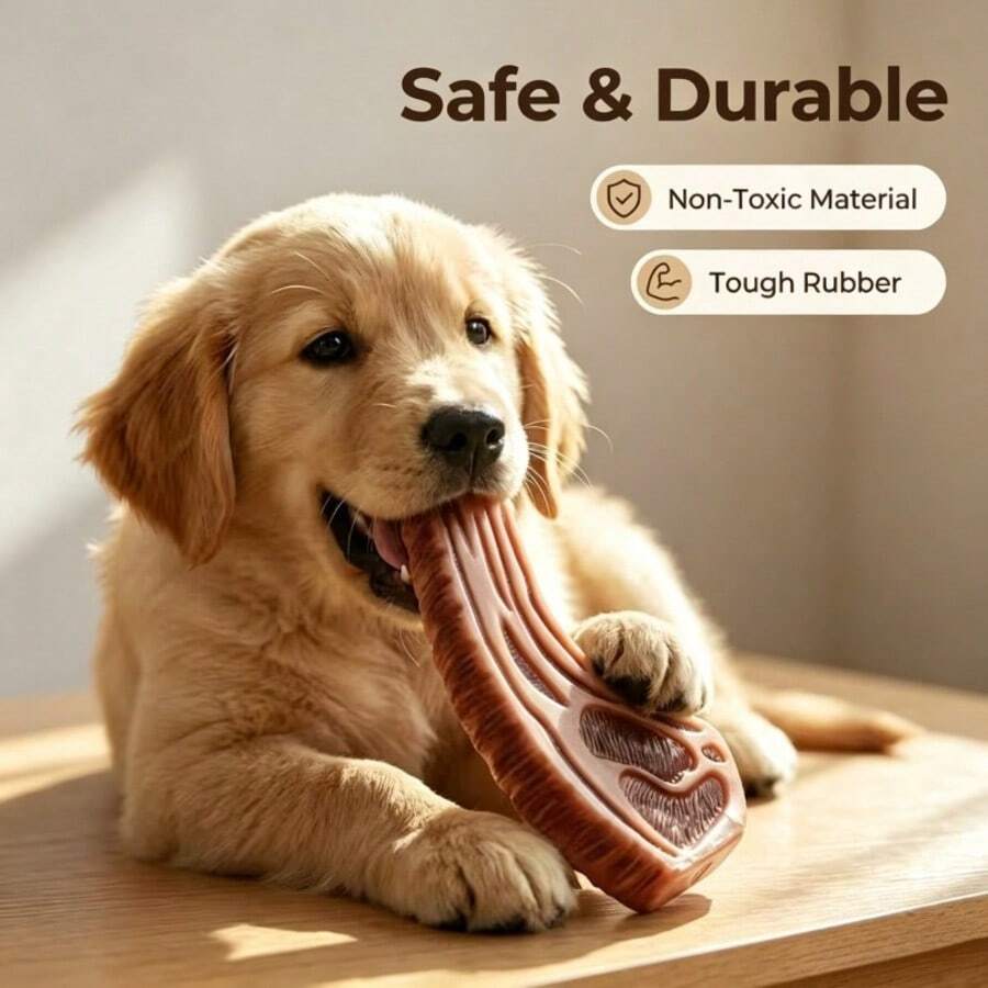 Pet Dog Chew Toy, Realistic Meat Shape, Relaxing, Entertaining, Stress Relief Toy, Creative Teeth Cleaning Toy, Great Way To Keep Your Dog Entertained, No Batteries Required - Multicolor - View 1