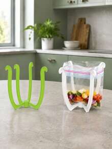 1pc Foldable Storage Bag Holder, Create A Tidy Kitchen, Easy Four-Corner Support, Suitable For Food Sealing Bags And Trash Bags, Easy To Fold And Store - Multicolor - View 1