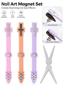 3-In-1 Magnetic Tool For Cat-Eye Gel: Star/Eye/Arrow/Cross/Grid Patterns – High-Strength Magnet - Multicolor - View 2