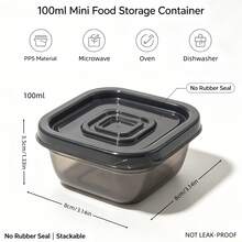 100ml Stackable Small Food Storage Containers, Mini Square Boxes Without Silicone Gasket, PP5 Stackable Spice & Snack Container, Reusable Spice & Sauce Container, Microwave Oven Dishwasher Compatible - View 3