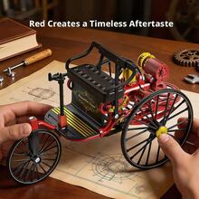 Aluminum Alloy Model DIY Assembly Toy Car Ornament, Vintage Three-Wheeled Classic Car Replica - Multicolor - View 4