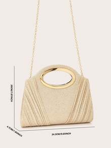 Women's Fashion Versatile Sequin Handbag, Ruffle Edge Iridescent Shoulder Crossbody Chain Bag - Champagne - View 9