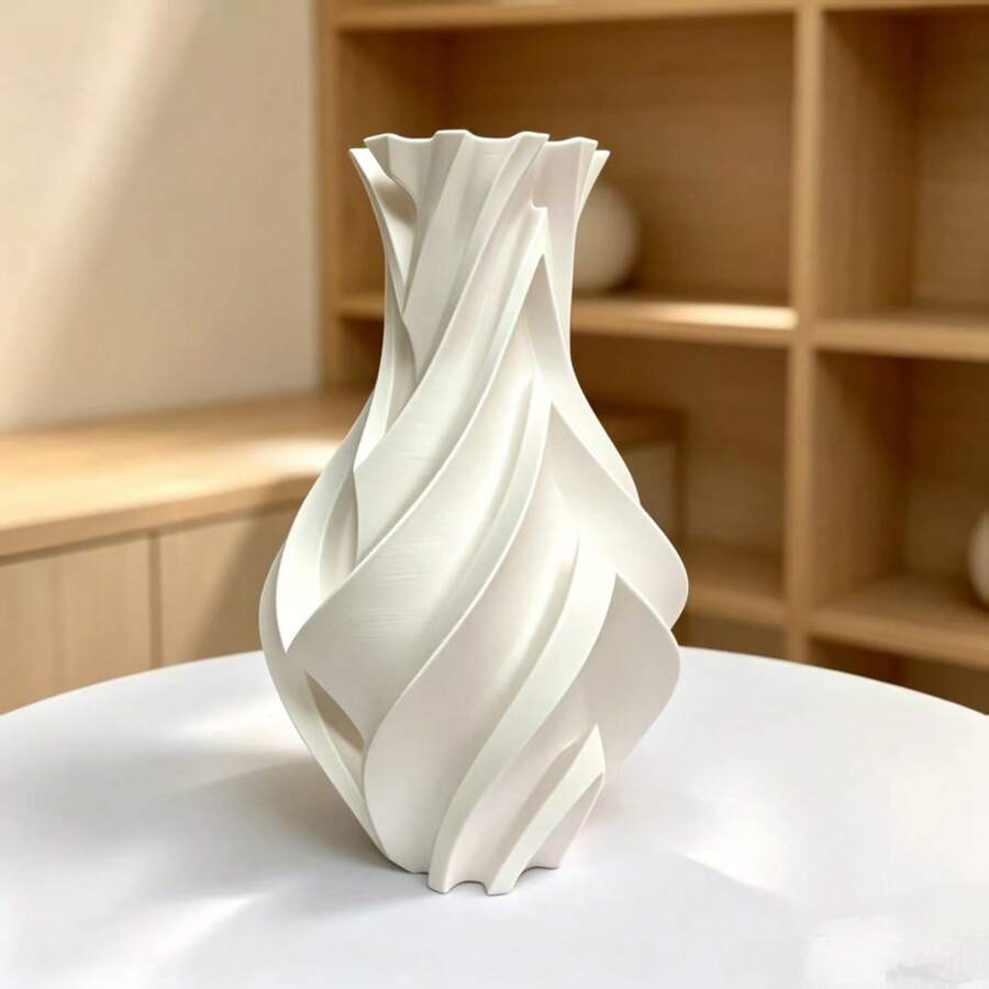 3D Printed Twisted Vase, Modern Geometric Design Dried Flower And Artificial Flower Vase, Suitable For Living Room - 1PC - View 1