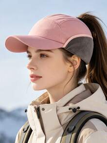 Women's Winter Reflective Fleece Ponytail Cap With Ear Flaps, Baseball Cap, Ponytail Cap, Winter Ski Ear Flaps Knit Warm Windproof Ushanka Hat - Multicolor - View 9