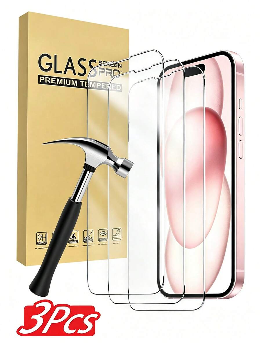 Navigator 3pcs [2026 New] 9H Tempered Glass Screen Protector, Compatible With IPhone18/18Pro/18Promax/17/17 Pro/17 Pro Max/17 Air/16/16 Plus/16 Pro/16 Pro Max/15/15 Pro Max/14/14 Plus/13/13 Mini/12/12 Mini/11 Pro Max/X/XS/XR, High Definition Transparent Anti-Scratch Bubble-Free