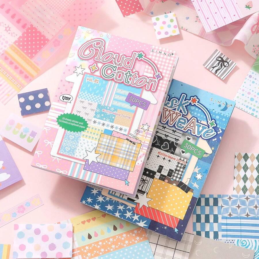 Korean Style Sticker Notebook Cotton Fabric Journaling Material Book Creative Decorative Scrapbook Collage Sticker Book