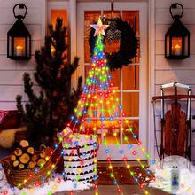 Đèn thác nước sao lấp lánh năng lượng mặt trời cho cây thông Noel, đỉnh sao trang trí, điều khiển cảm biến tự động, ánh sáng ấm áp cho tiệc lễ hội và trang trí nhà đón Giáng Sinh - Đèn thác nước hình ngôi sao năm cánh - Xem 7