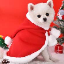 Pet Dog Winter Warm Clothes, Red Riding Hood Cape, Christmas Pet Cat Hooded Cloak Apparel Halloween Halloween Costumes - Red - View 4