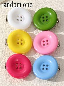 6pcs/12pcs Women's Large Round Button Hair Clips, Candy Color Y2K Cute Dopamine Bright Color Bangs Clips, Sweet Girl Broken Bangs Hairstyle Accessories - Multicolor - View 10