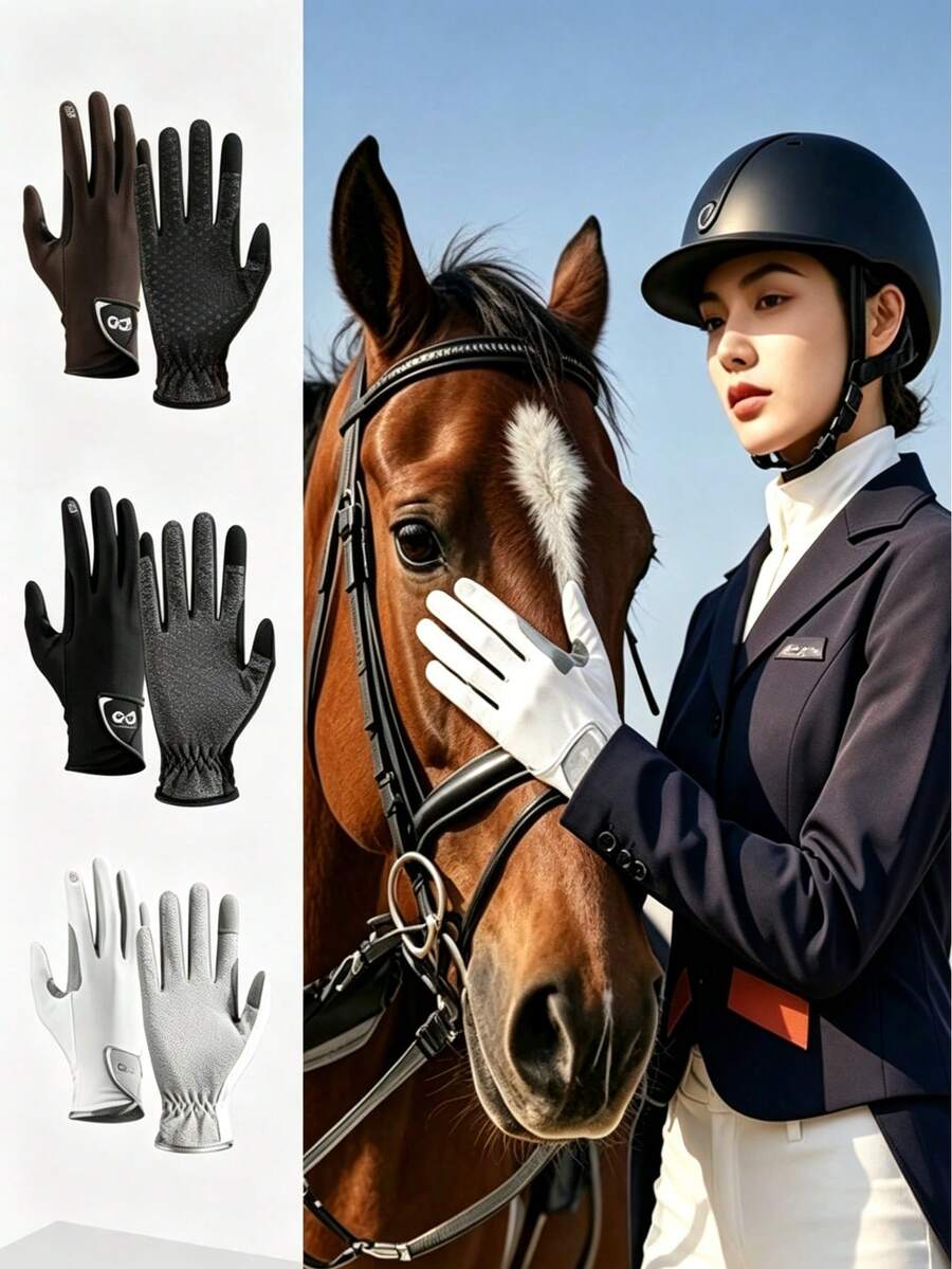 Full Finger Equestrian Gloves, Suitable For Riding, Cycling, Gardening, And Other Outdoor Activities, Suitable For All Seasons, Equestrian Equipment - Multicolor - View 1