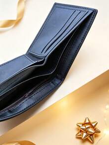 1 buah Dompet Pendek Pria Tekstur Tenun Mewah Hitam, Slot Kartu Ganda, Jendela ID, Dompet Kulit PU Lipat Dua, Dompet Pendek Portabel Kapasitas Besar Minimalis untuk Bisnis, Cocok untuk Perjalanan Sehari-hari dan Acara Bisnis Ringan, Hadiah Liburan - Hitam - View 8