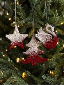 Creative Christmas Snow-Dyed Reindeer Hanging Ornament, Nordic Style Flocked Decoration, Christmas Tree Pendant, Holiday Home Decor - Multicolor - View 9