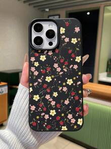 1件復古野花/花卉人造皮革黑色啞光大窗手機殼，花卉手機殼，凸起鏡頭全包防摔軟殼，秋冬花卉女性禮物，相容 iPhone 手機殼與 Galaxy 手機殼，相容 iPhone 18 手機殼，相容 iPhone 18 Pro Max，相容 iPhone 16，秋季手機殼，S26 Ultra 手機殼，S25 Ultra 手機殼，生日禮物 - 彩色 - 查看 2