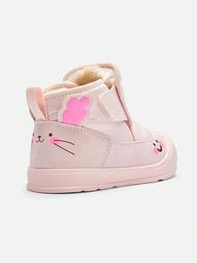 Balabala Toddler Girls Shoes Winter Cute Sweet First Walkers Soft Sole Kids Footwear - White Red - View 5