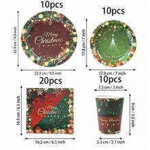 10/20/50/80 Pcs,Merry Christmas Disposable Party Tableware Kit,Pine Branch Golden Snowflake Gift Box 7 Inch & 9 Inch Paper Plates Napkins And Cups,Festive Holiday Table Decor For Pre-Xmas Family Feast,Winter Wonderland Gathering - Multicolor - View 12
