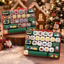 26-Key Christmas Element Happy New Year Gift, 26-Keycap Keychain Christmas Keyboard, Keychain, Stress Relief Keychain, Clicker, Button Bag, Christmas Charm, Mini Keyboard Fidget Christmas Sensory Stress Relief Backpack Pendant - Multicolor - View 7