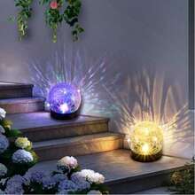 太陽能裂紋玻璃球燈，戶外防水 LED 彩色氛圍燈，花園草坪庭院裝飾燈，自動光感從黃昏到黎明，露台派對景觀夜燈，適用於花園、露台、草坪、戶外裝飾、聖誕花園用品 - 多 款式 - 查看 9