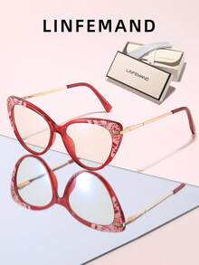 LINFEMAND 1 Pair Cat Eye Plain Lens Glasses, Unique Leopard Print TR Frame With Premium Texture, Lightweight And Comfortable Fit For Casual And Commute, Unisex, Comes With Brand Full Set Exquisite Gift Box - Clear - View 15
