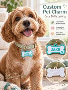Personalized 3D Printed Bone Pet ID Tag, Customizable Name & Contact Info Pet Pendant, Cute Paw Print Dog Name Tag, Customized Pet Identification Charm, Bone-Shaped Decorative Pet Tag, Commemorative Pet Accessory, Unique Gift For Pet Lovers, Durable Customized Pet Nameplate Suitable For Daily Wear, Collar Not Included - Multicolor - View 9