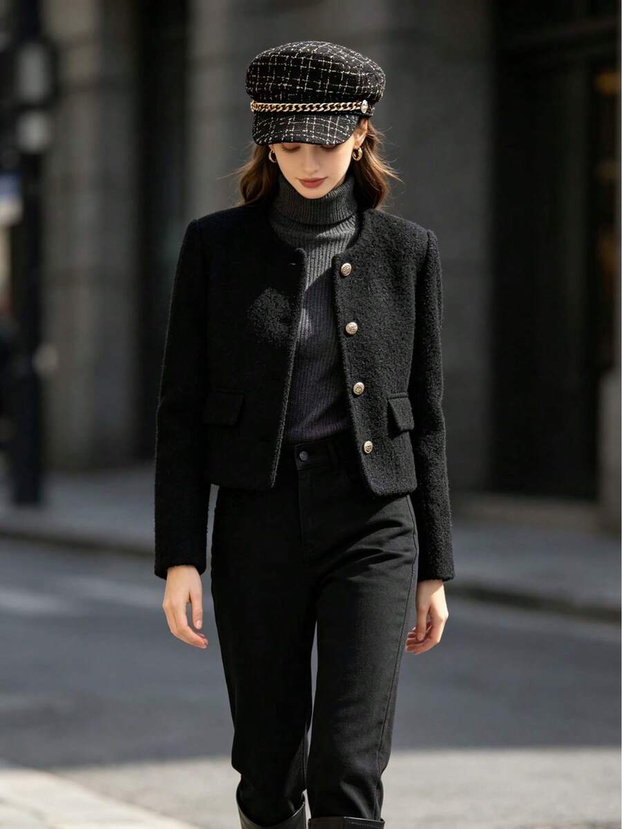 1pc Vintage Tweed Flat Top Women's Beret Hat, Fashionable Hat, Flattering Face Shape, Makes Face Look Smaller, Sun Protection, Retro Elegant Hat, Suitable For Daily Commute, Travel, Spring, Autumn, Winter - Multicolor - View 1