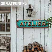 2D Flat Vintage Factory Metal Sign - 1pc Durable Industrial Style Wall Decor, Suitable For Garage, Man Cave, Studio - Vintage Teal And Rust Effect, No Power Required (Random Style) - A - View 4