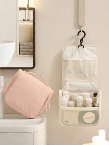 1pc Hanging Travel Toiletry Bag, Portable Cosmetic Organizer With Mesh Pockets, Waterproof Makeup Storage Pouch For Skincare Accessories - Multicolor - View 2