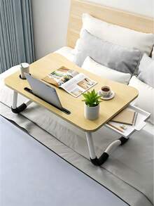 Foldable Laptop Bed Desk, Portable Lap Table With Cup Holder, Tablet Slot & Storage Drawer, Non-Slip Foldable Legs, Lightweight Space Saving, For Work, Reading & Breakfast On Bed, Sofa, Floor, Ideal For Students & Office Workers - Multicolor - View 2