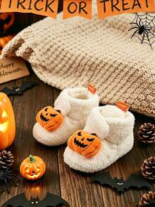Halloween Unisex Newborn Infant Boot Socks, Non-Slip Sole, Suitable For Toddler Boys And Girls, Winter Warm Fleece Comfortable Sock Shoes - White - View 4