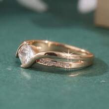 1pc Fashionable Luxury White Ring, Women's Engagement Ring - Gold - View 3