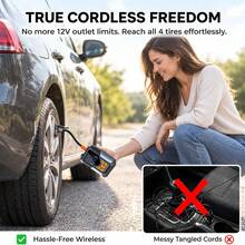 150PSI Portable Tire Inflator With Smart Digital Display, Fast Air Compressor With Auto Shut-Off & Led Light, Compact Air Pump For Car Tires, Motorcycles, Bikes & Sports Balls.7.4V 1500mAh - Wireless - View 5