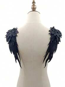 2pcs Embroidered Wing Patches DIY Lace Accessories, Multi-Layer Large Angel Wings Embroidered Flower Applique. Exquisite Embroidery Craftsmanship Multi-Layer 3D Wing Design. Suitable For COSPLAY Costume Decoration, Friends Gathering Outfit, Halloween Events, Theme Parties, DIY Clothing Modification. Eye-Catching Versatile Personalized Embroidered Patch Gift - Multicolor - View 6