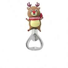 1pc Christmas Snowman, Reindeer, Christmas Tree Bottle Opener, Soft Silicone Cartoon Beer Bottle Opener, Holiday Party Small Gift, Kitchen Gadget - Multicolor - View 7