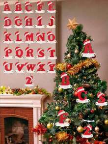 1pc Christmas Tree Decoration Letter Pendant 26 Letters Acrylic Pendant Xmas New Year Decor Ornament Home Holiday,Christmas Tree Ornaments For Ornament Personalized,Christmas - A - View 2