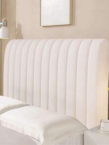 Hexagon Pattern Quilted Soft Bread-Style Headboard Cover, Thick Solid Color Dust-Proof Protective Headboard Cover, All-Season Bedding Accessory, Fixed Adhesive Headboard Cover, Elastic Stretchable Back, Detachable - Off-white - View 1