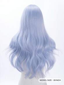 alicegarden 28-Inch Long Synthetic Wig Featuring A Natural Wavy Style In A A Stunning Dusty Blue. Middle Part Design , This False Hairpiece Is Perfect For Ms Daily Party Cosplay Use, Offering A Natural And Natural Durable Wig Gift For Ladies. - Dusty Blue - View 5