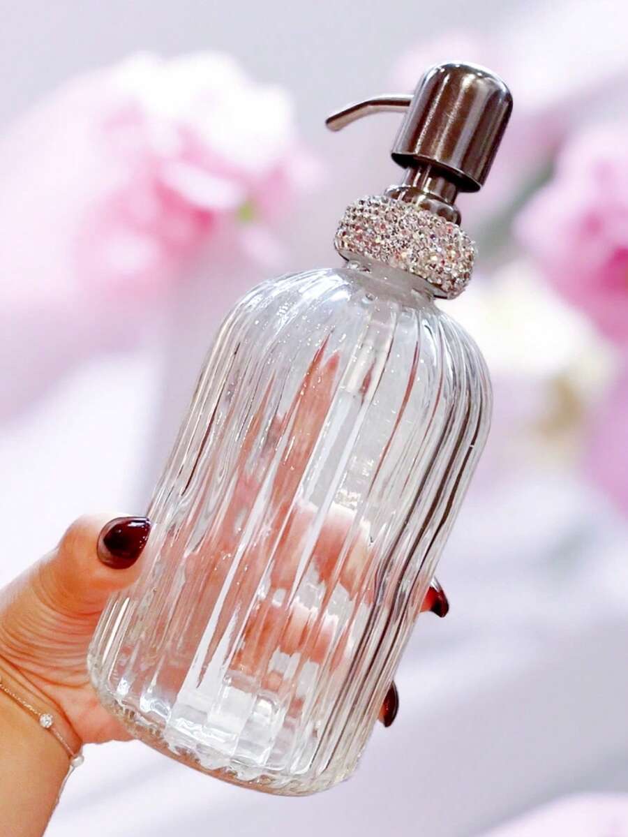400ml Shower Gel Dispenser Bottle 1pc Premium Glitter Artificial Rhinestone Hair Conditioner Shampoo Pump Dispenser Travel Home Refillable Toiletries Hand Soap Empty Bottle Suitable For Liquids Creative Gift