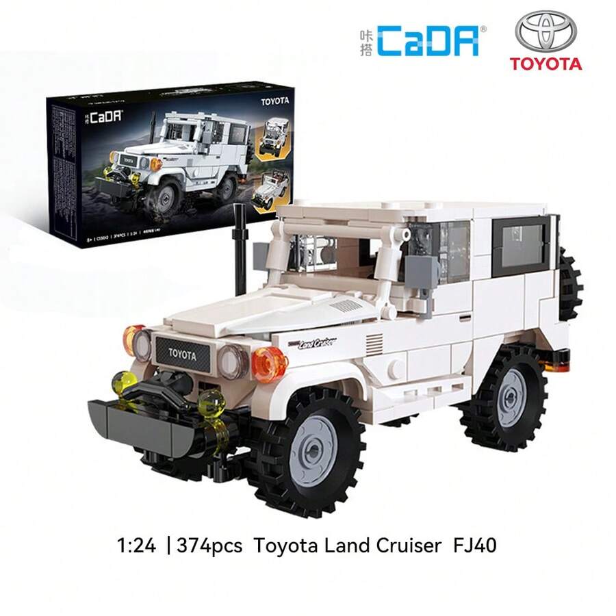 CaDA-Toyota Land Cruiser FJ40 Building Blocks 1:24 Mainan Edukasi 374pcs Model Kendaraan Off-Road, Cocok Untuk Anak Laki-Laki Usia 8 Tahun Ke Atas - Putih - View 1