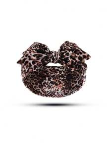 5/1pc Women Large Bow Knotted Turban Headwrap, Mixed Leopard Pattern Soft Stretch Wide Headband, Boho Hair Band For Washing Face, Party & Travel - Multicolor - View 11