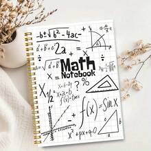 1pc A5 Spiral Coil Notebook - Fun Math Spiral Notebook - 100 Pages Blackboard Style Cover, Includes Algebra, Trigonometry & Geometry Formulas - Durable Paper Travel Journal For Students & Teachers, Back To School Gift, Learning Lined Notebook, Educational Design, Long-Lasting Pages Christmas Gift - A5 lined - View 3