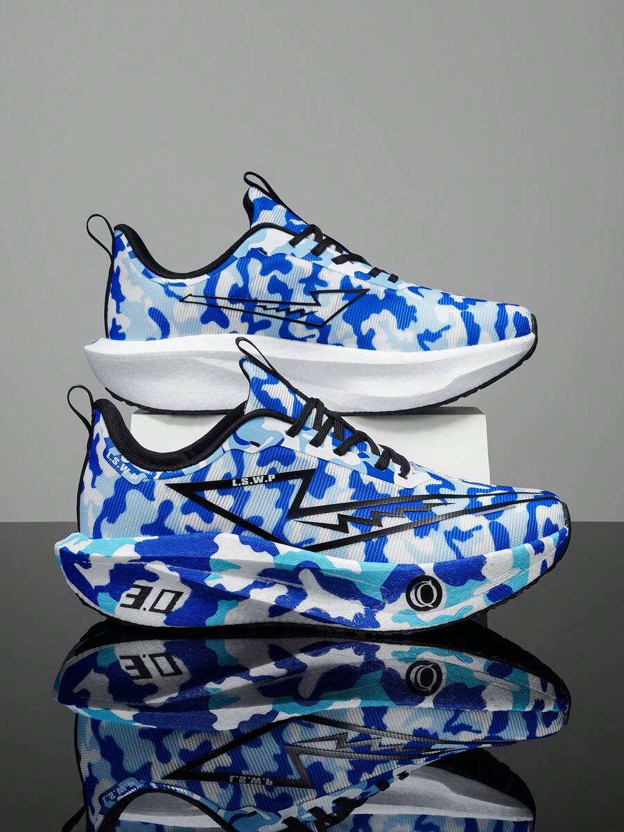 Chaussures de course pour hommes, chaussures de tennis décontractées pour hommes, tige en tissu respirant, semelle amortie en EVA, convient pour la course, la fitness, les voyages et autres sports - saphir - Voir 1